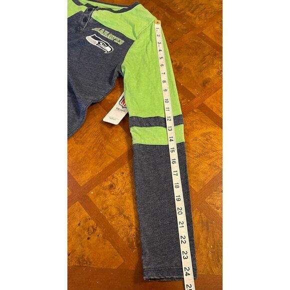 NWT Seattle Seahawks Licensed NFL Girl's Small 3/5 Henley Top Shirt Football - Picture 8 of 10